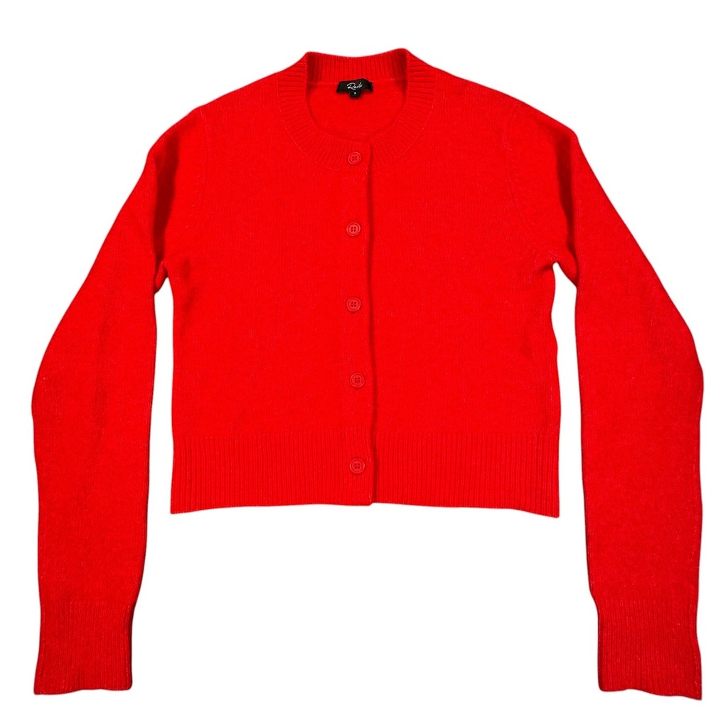 Rails Cropped Cashmere Cardigan Sweater Womens S Red Knit Button Front